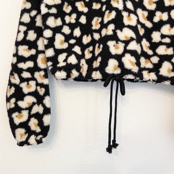wild fable leopard crop sherpa hoodie sweatshirt small or large - Picture 9 of 16